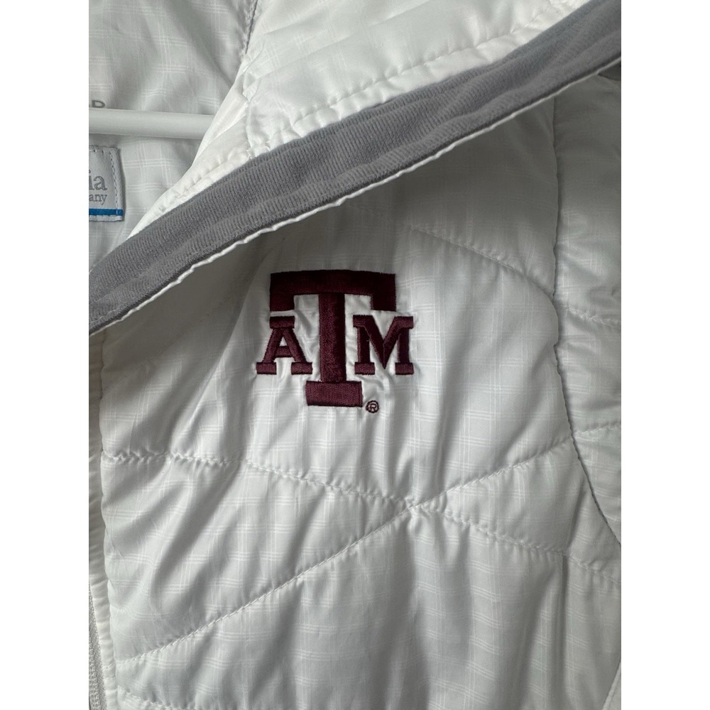 Texas A&M Aggies Vest White Columbia Omni-Heat Powder Lite Puffer Large EUC - Picture 4 of 7